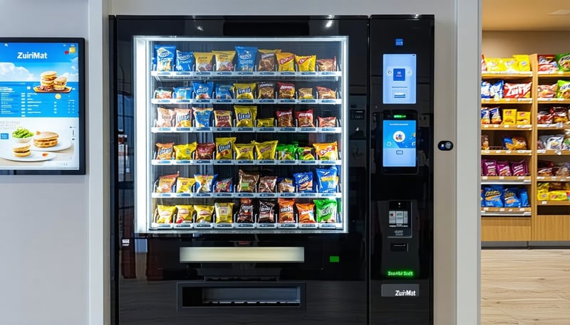 Ein moderner Snackautomat von ZüriMat in einer Büro-Umgebung Ein moderner Snackautomat von ZüriMat in einer Büro-Umgebung
